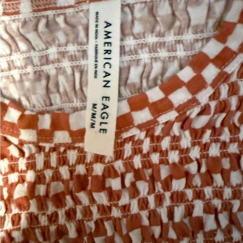 American Eagle Orange and White Smocked Knit Top - Picture 3 of 4